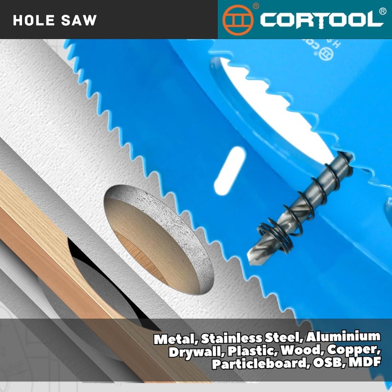 Cortool 6-1/8 Inch Hole Saw with Arbor for Metal and Wood Cutting, Bi-Metal Hole Cutter, 6-1/8" Hole Saw Kit for Drywall, Wood, PVC Boards, Fiberglass and Vent Pipes - Image 4